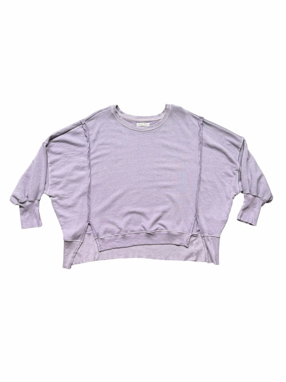 We The Free Camden Cropped Oversized Slouchy Lavender Purple Sweatshirt